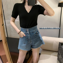 MUKOK Korean version 100 lap high waist display slim denim shorts women 2020 Summer new straight cylinder loose pants a word