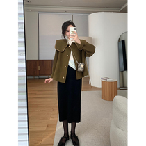 MUKOK black knitted skirt autumn and winter 2022 new high waist slim mid-length skirt with hips