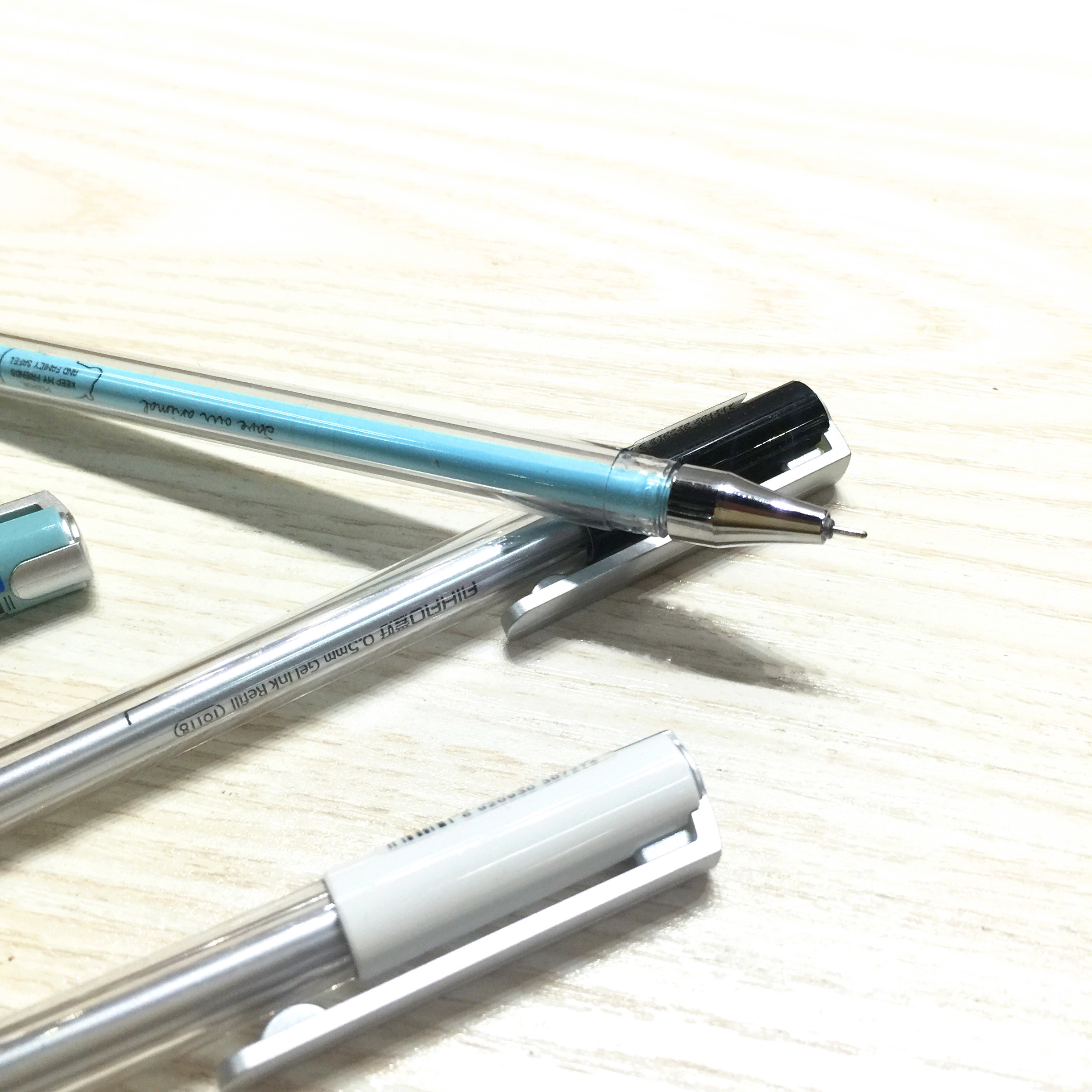 爱好4256中性笔自然之语0.5mm全针管中性笔学生水笔 晶蓝 黑色