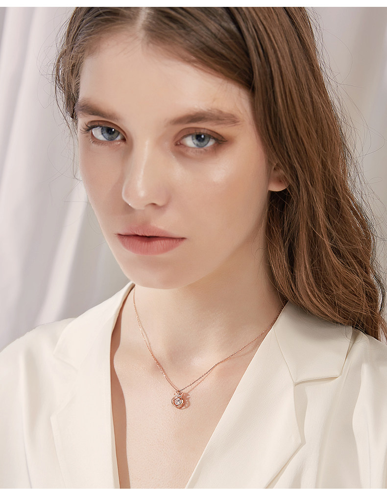 静风格镶施华洛世奇锆项链女s925银脖颈链镀14k金项圈皇冠锁骨链