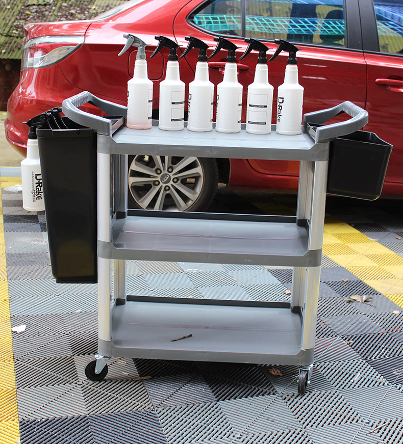 汽车美容工具车多功能三层手推车毛巾架清洁移动洗车店用精洗设备