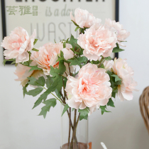 Simulation Peony Flowers Single Branch 3 Heads Brief Chinese Fake Flowers Logia Family Residence Decoration Adornment Vase Flower Arrangement Floral Art