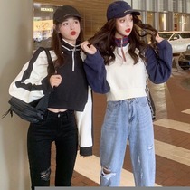 2021 autumn and winter New Korean version of the sweater womens short casual zipper jacket autumn and winter long sleeve loose net red coat