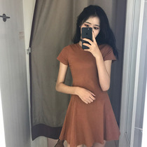 Dress womens spring and summer 2021 new womens fashion all-match Korean version slim slim inner tie bottoming short skirt