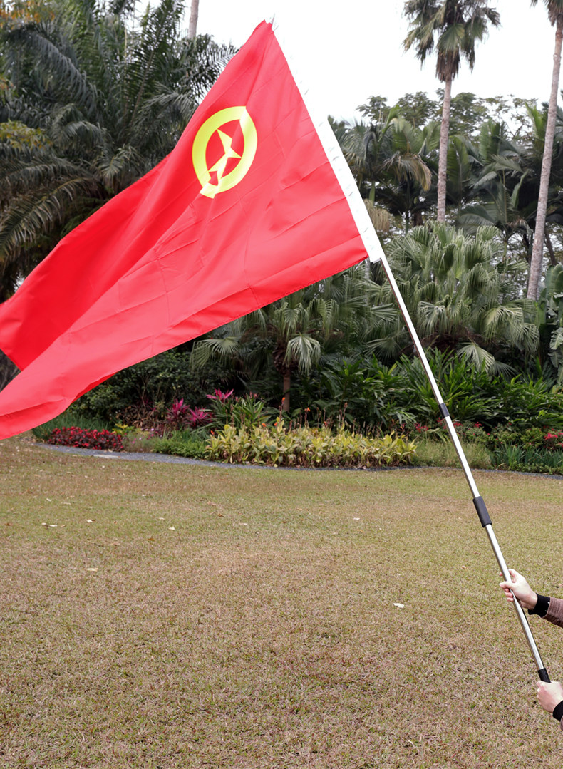 旗杆3米手摇户外手持红旗杆2米不锈钢旗帜收缩杆2.5米党旗杆团旗