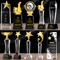 Crystal trophy custom creative lettering Metal thumb annual meeting outstanding employee honor commemorative award custom