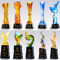 Creative high-grade glass trophy custom-made team competition Excellent staff activity Award honor souvenir