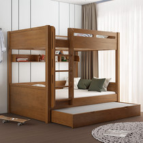 All solid wood bunk bed Bunk bed Parallel childrens high and low bed Same width child mother bed Bunk bed Wooden bed Double adult