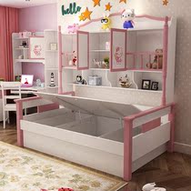 Wardrobe bed Storage high box bookshelf bed Childrens bed Princess bed One-piece girl small apartment multi-function combination bed
