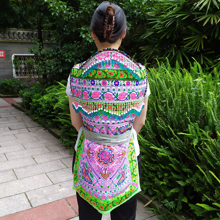 云南传统婴儿背带老式贵州四川民族背袋手工刺绣花后背式宝宝背扇