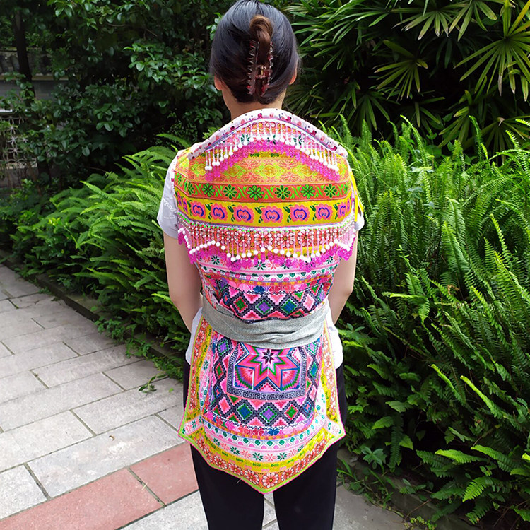 云南传统婴儿背带老式贵州四川民族背袋手工刺绣花后背式宝宝背扇