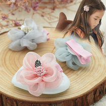 Korean childrens hair accessories Girls super fairy meat flower hairpin All-wrapped cloth safety clip Princess snow yarn head flower top clip