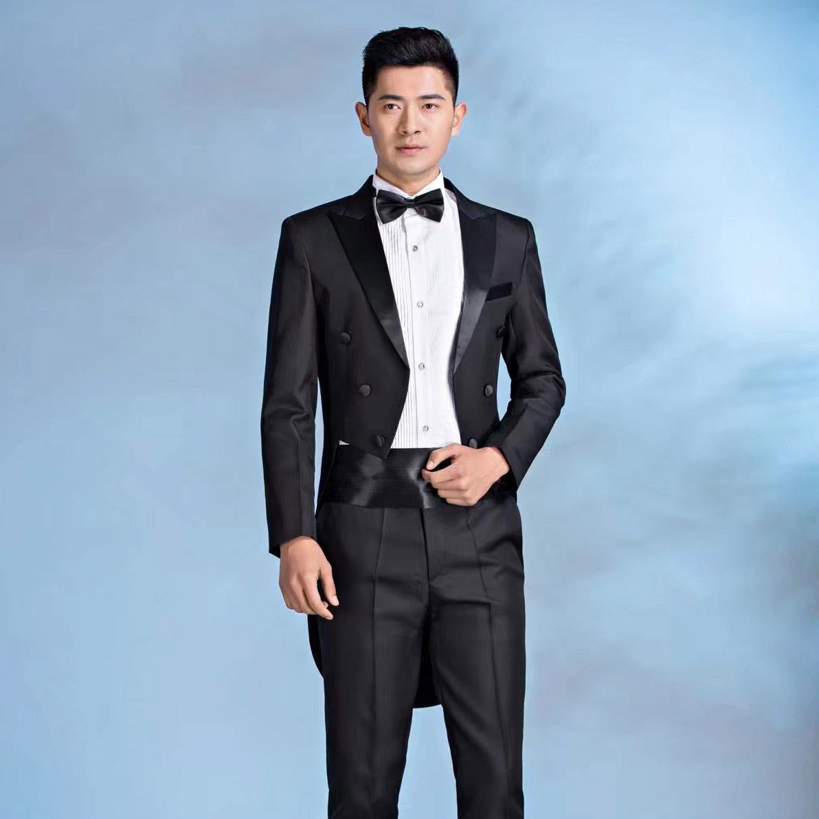 男士燕尾服2018新款新郎结婚礼服影楼舞台演出美声大合唱舞台主持