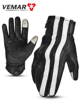 VEMAR Prisoners Retro Gloves Touch Screen Motorcycle Riding Genuine Leather Gloves Mens Anti-Fall Locomotive Knight Gloves