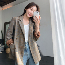 2020 Spring Autumn New Relaxation West Suit Korean Version Fried Street Internet Infrared Cover Fashion Plaid 100 Hitch Casual Little Western Dress Woman