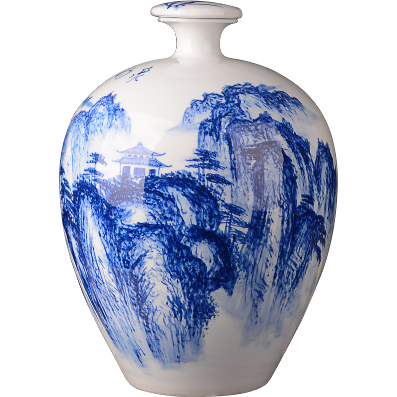 Jingdezhen hand - made porcelain of an empty bottle mercifully bottle wine ark, of Chinese style household furnishing articles 10 jins of household ceramic seal pot