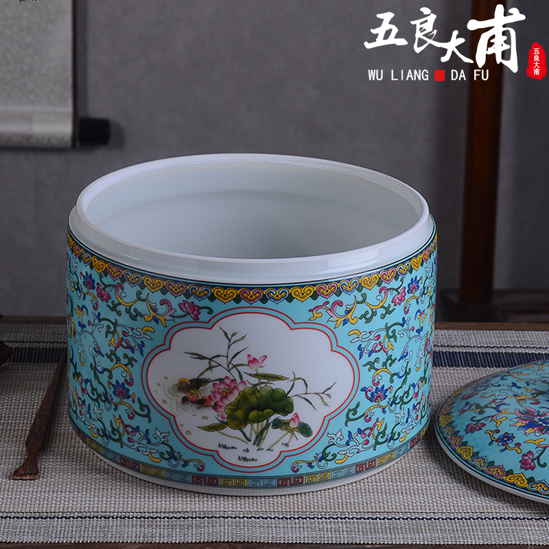 Jingdezhen ceramic tea pot large hand - made tea urn pu 'er the receive a case of household seal storage tea cake and POTS