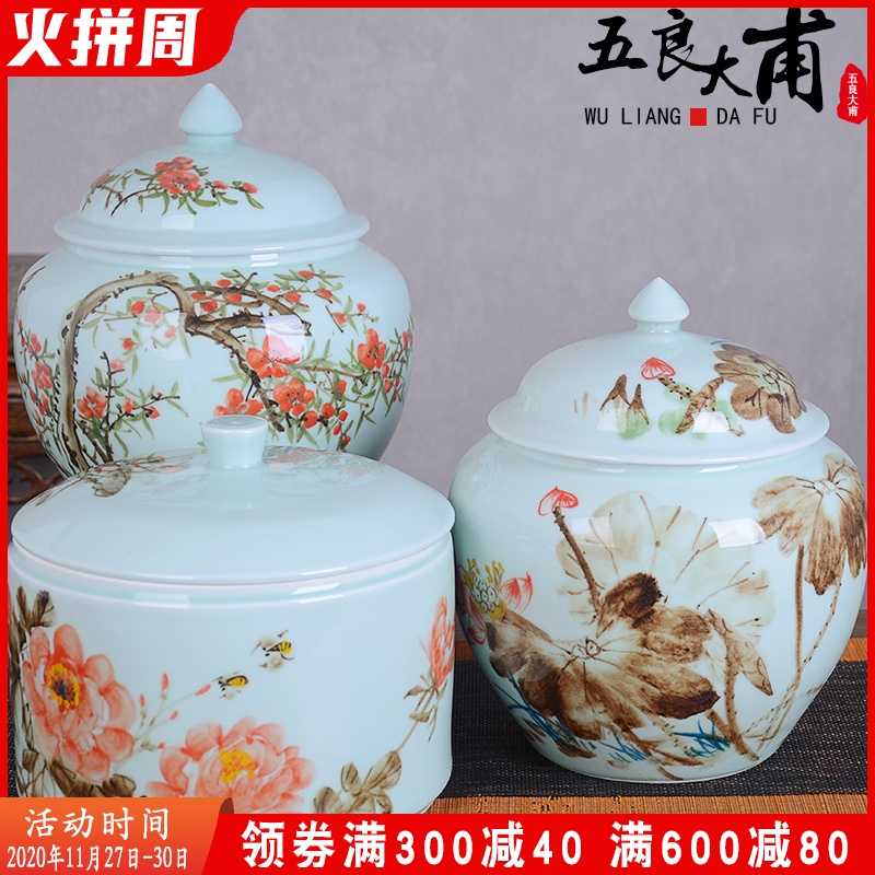 Jingdezhen ceramic seal tank of household grain storage tank retro receive tea storage sealed box