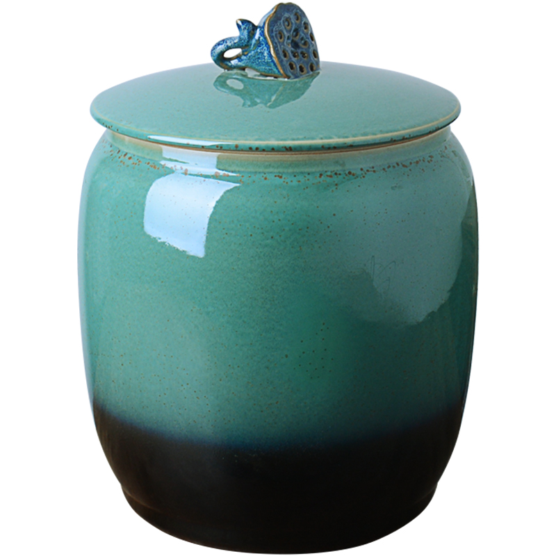 Jingdezhen ceramic barrel with cover home old 20 jins 30 box for rice flour barrels of insect - resistant seal storage tank