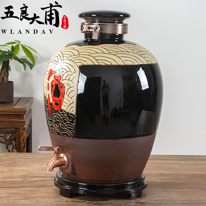 Jingdezhen ceramic jar with ancient leading home 10 jins 20 jins 50 kg to big it seal wine bottles