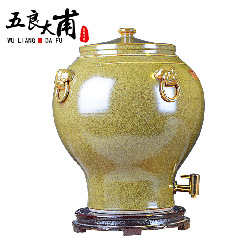 Jingdezhen ceramic jars at the end of the water bucket cylinder barrel 30 jins 50 kg 100 catties 200 jins with leader