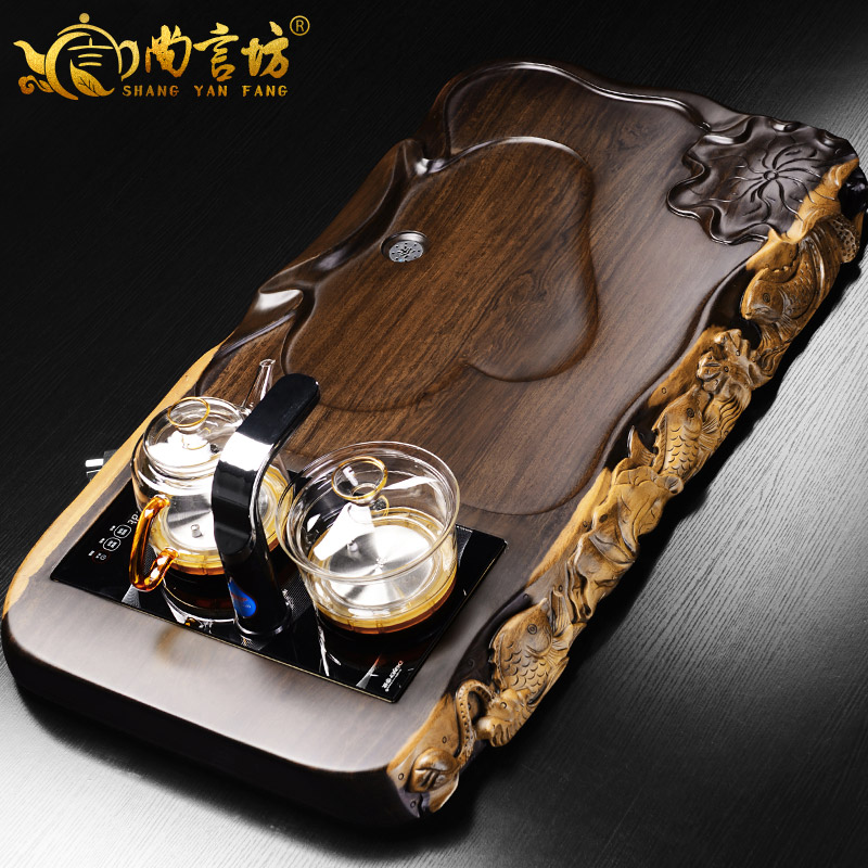 It still fang the whole piece of ebony log kung fu tea tea tray was solid wood tea sets automatic four unity of electric heating furnace