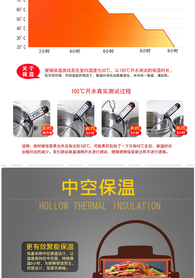 手提不锈钢保温提锅饭盒双层便当盒 创意日式分格学生2层保温桶汤商品详情图