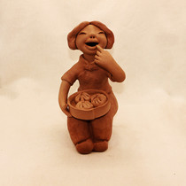 Pottery Crafts Pure Handmade Clay Pottery Clay People Hotel Decoration Characters Eating Bag Sub shop Decorative Pottery Clay