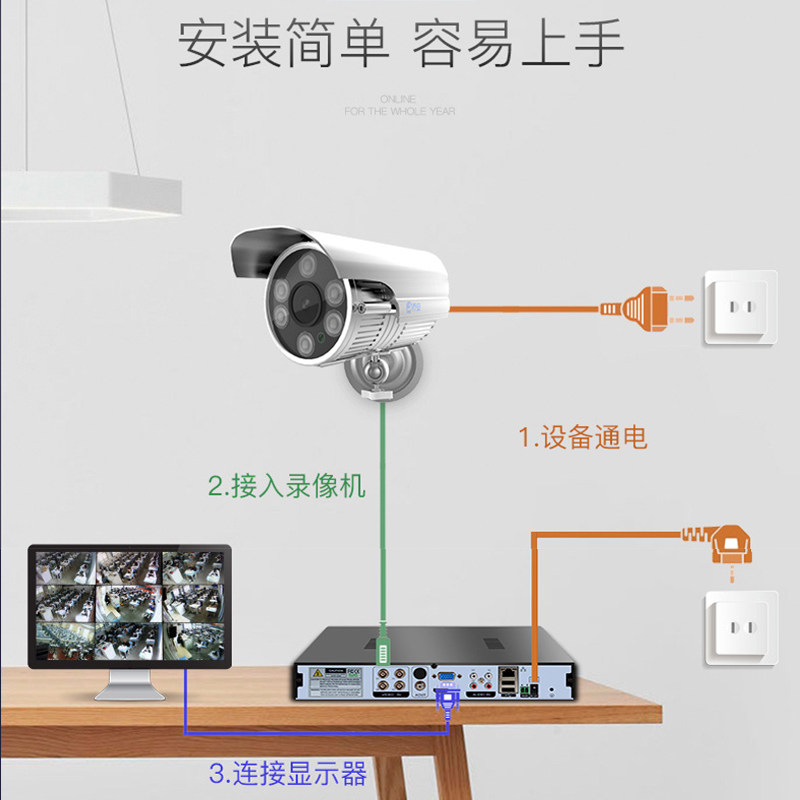 乔安模拟监控摄像头有线高清红外夜视室外防水家用cctv监控器探头
