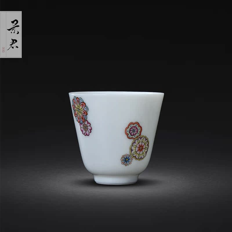 Jingdezhen hand - made colored enamel sample tea cup small JingJun fragrance - smelling cup masters cup single glass ceramic cups