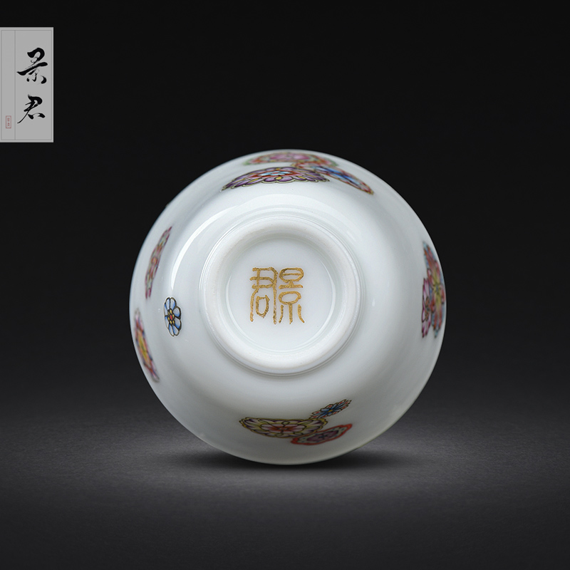 Jingdezhen hand - made colored enamel sample tea cup small JingJun fragrance - smelling cup masters cup single glass ceramic cups