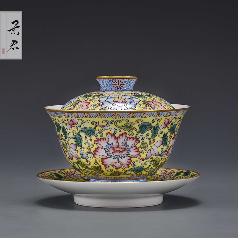 JingJun jingdezhen ceramics kung fu tea set only three bowl of hand - made tureen manually make tea bowl cups to cups