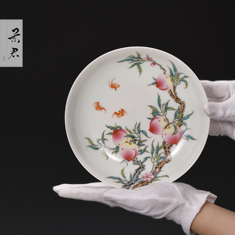 JingJun jingdezhen ceramics peach pot bearing plate appreciation tea accessories furnishing articles of Chinese style decoration decoration process