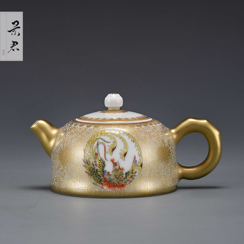 JingJun jingdezhen hand - made ceramic teapot kung fu tea set porcelain teapot single pot of tea set to filter the teapot