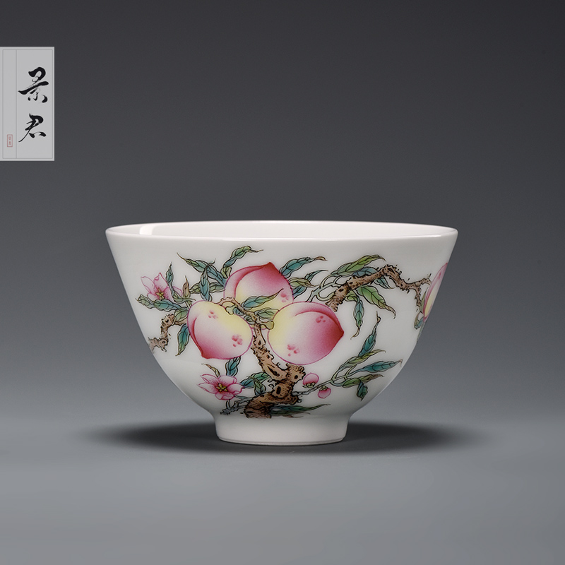 JingJun jingdezhen ceramics hand - made peach master cup single cup sample tea cup kung fu tea cups porcelain cups