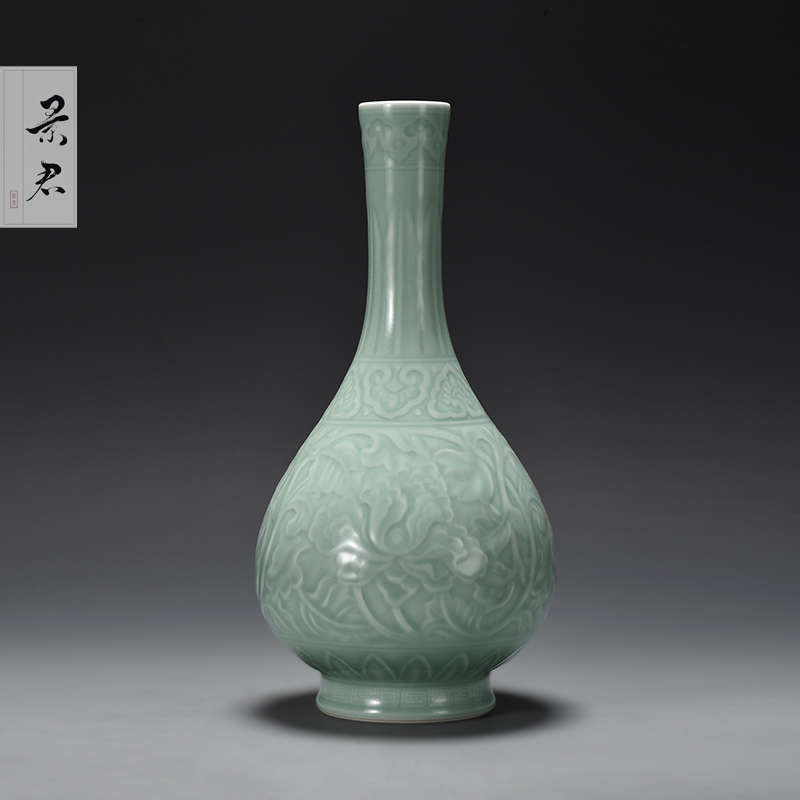 JingJun jingdezhen hand - made antique green glazed pottery, porcelain vases flower arranging furnishing articles, the sitting room porch decoration