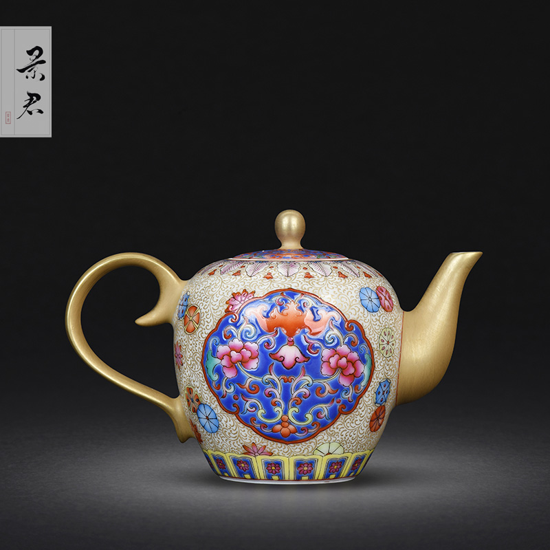 JingJun jingdezhen hand - made colored enamel porcelain teapot kung fu tea set single pot of tea tea