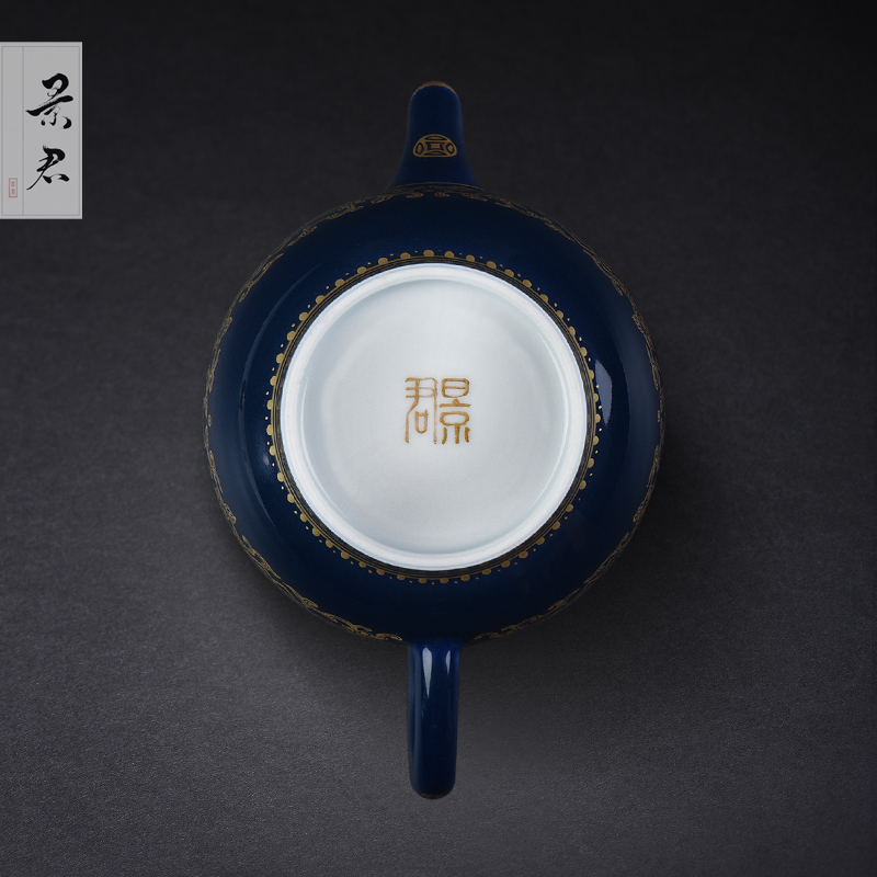 JingJun jingdezhen ceramic checking antique ji blue kung fu tea teapot hand - made paint single pot of little teapot