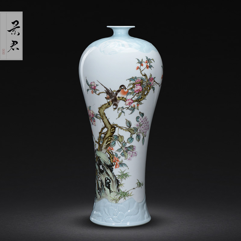 Jingdezhen hand - made pastel master mei bottle porcelain vase furnishing articles sitting room adornment flower arranging ceramic flower vases