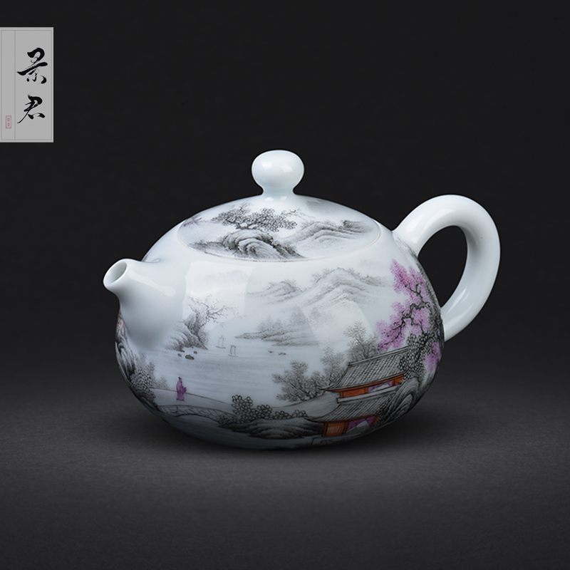 JingJun jingdezhen ceramics hand - made color ink landscape all hand kung fu tea pot 1 the teapot