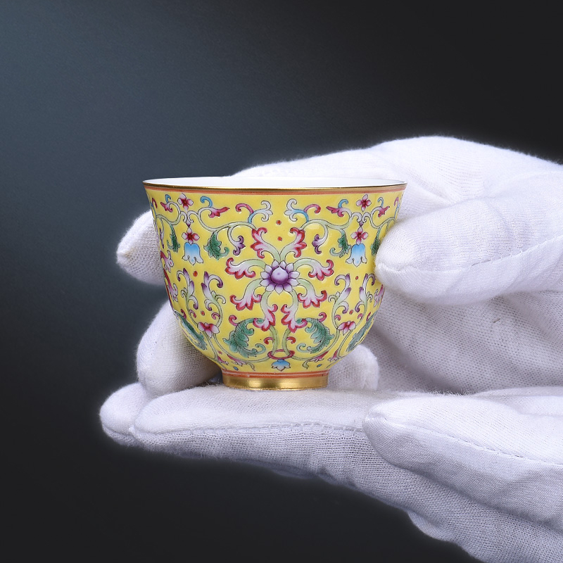 Hand colored enamel JingJun jingdezhen ceramics all Hand sample tea cup kung fu master tea cups