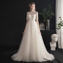 Korean style light wedding dress 2021 new bride simple forest French super fairy dream trailing travel door screen retro