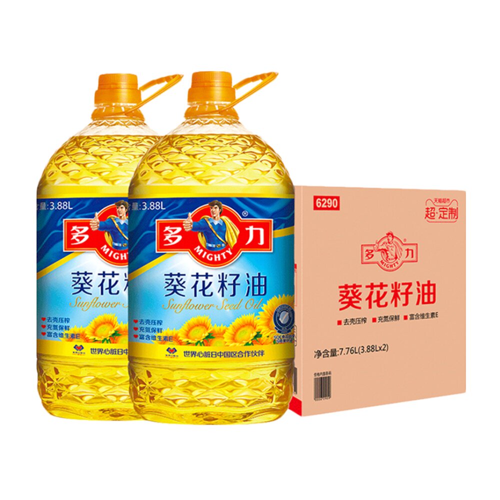 多力 非转基因 葵花籽油 3.88lx2瓶x4件