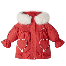 Jerry Baby Girls Red Cotton Clothes 2024 Cotton Jackets Winter Velvet Thickened Cotton Clothes New Year Clothes Winter Jackets