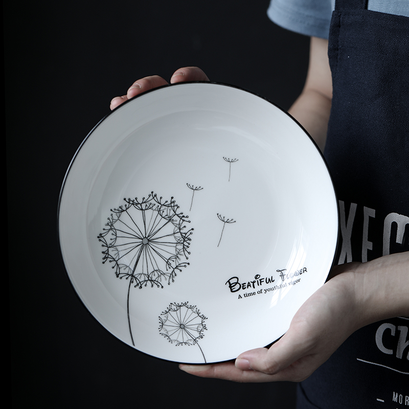 Su ceramic soup plate 0 8 inches four suits for the dandelion contracted household ceramics tableware