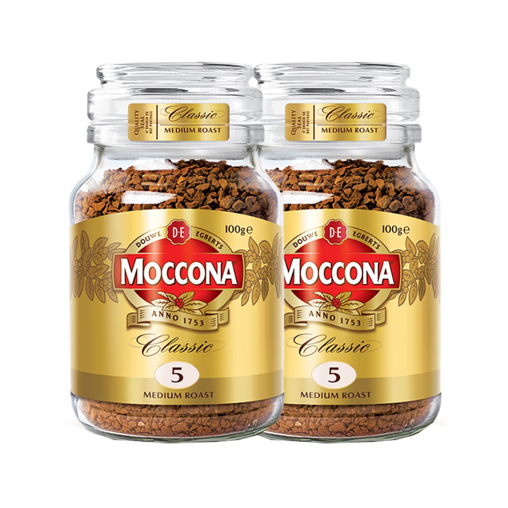 摩可纳moccona中度烘焙冻干黑咖啡100g*2瓶无糖提神速溶 *2件