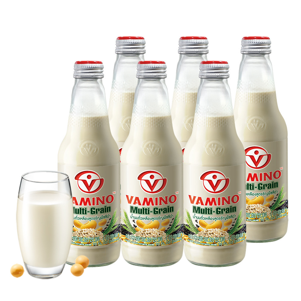【进口】泰国哇米诺黑芝麻谷物豆奶300ml *6瓶植物蛋白饮品早餐奶