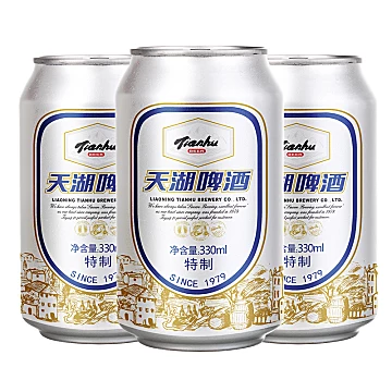 天湖啤酒10度淡爽型经典特制330ml*24听[3元优惠券]-寻折猪