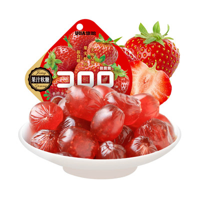 uha/悠哈草莓味果汁软糖52g/袋网红零食休闲零食 糖果