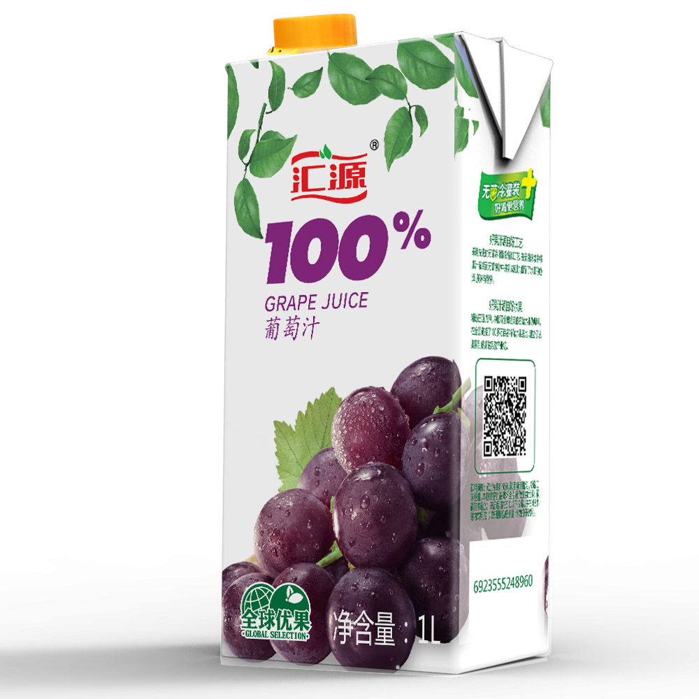 【天猫超市】汇源100%葡萄汁青春版1000毫升*5盒浓缩果汁饮料整箱